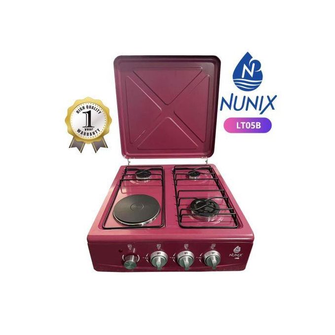 1 (13) Nunix Cooker 3 Gas Burners With 1 Electric Table Top LT05B(3G+1E)