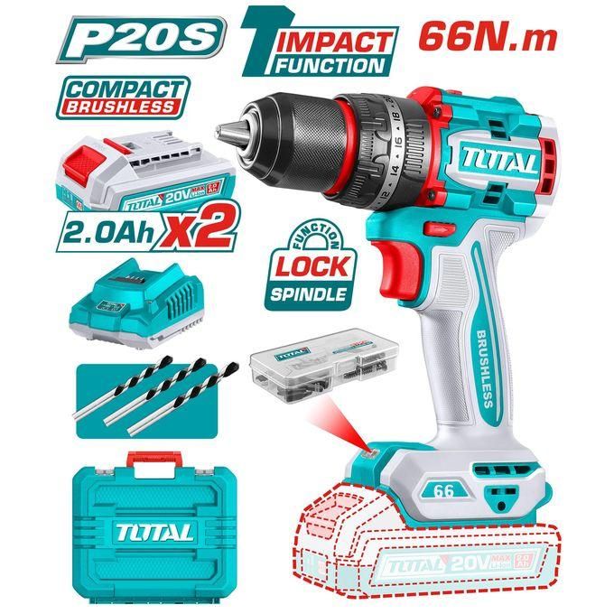 1 (47) TOTAL TIDLI20668 Compact Brushless Cordless Impact Drill 20V