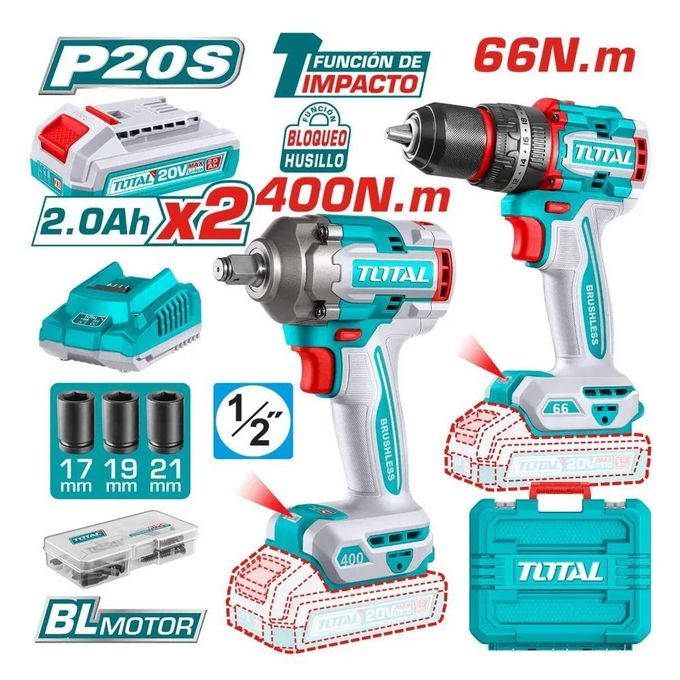 1 (81) TOTAL TCKLI20275 Cordless 2 pcs combo kit 20V