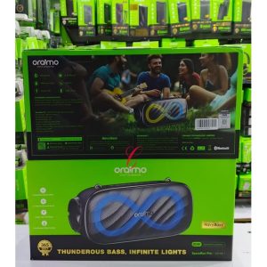 Product details Oraimo SpaceBox Pro OBS-682 80W Bluetooth Speaker – Supreme Loudness | Deep Bass | Party Power Turn up the energy with the Oraimo SpaceBox Pro OBS-682, a powerful 80W Bluetooth speaker built for supreme loudness and deep bass. Designed for parties, events, and outdoor entertainment, this speaker delivers room-filling sound with clear highs and punchy bass that keeps the music alive. With stable Bluetooth connectivity, you can wirelessly stream your favorite tracks from smartphones, tablets, or laptops. The rugged and stylish design ensures durability, while the long-lasting battery keeps the party going for hours. Whether indoors or outdoors, the Oraimo SpaceBox Pro guarantees an immersive audio experience backed by Oraimo’s trusted quality.