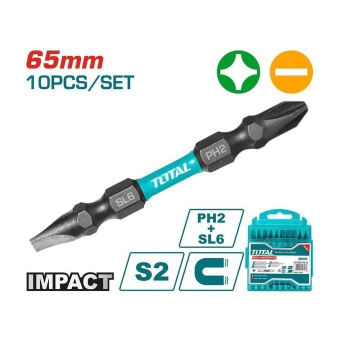 1 - 2026-02-23T101655.999 TOTAL TACIM16HL133 Impact Screwdriver Bits PH2+SL6.0*1.0 65mm