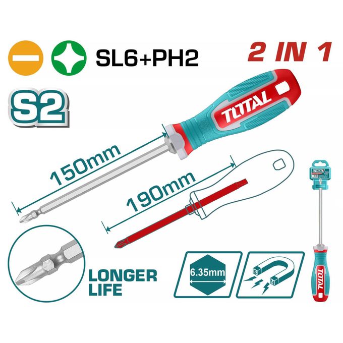 1 (23) TOTAL THT250266 2 In 1 screwdriver set