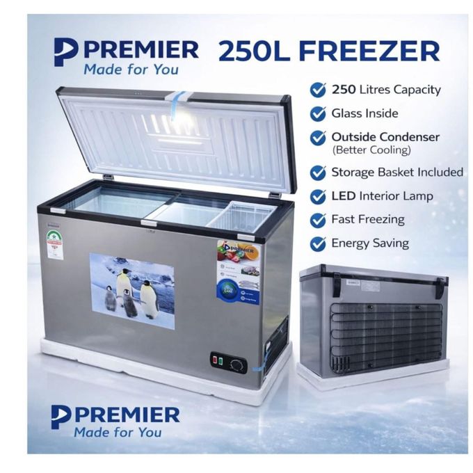 1 - 2026-03-21T174150.095 Premier 250L Chest Freezer – Large Capacity, Fast Cooling, Low Noise, Energy Saving
