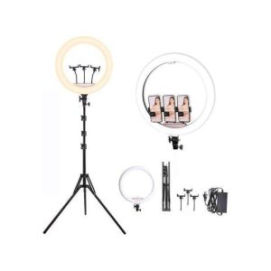 18 Inch LED Ring Light with Tripod Stand & Phone Holder – Adjustable Brightness, 3 Color Modes – Full Kit for Photography, Makeup, Live Streaming