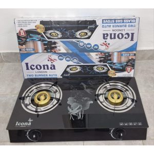 burner ,ICONA 2 burner gas stove glass top Cooker