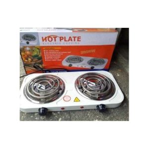 Electric Tabletop Double Coil Burner - Silver, Portable Hotplate with Adjustable Temperature Control