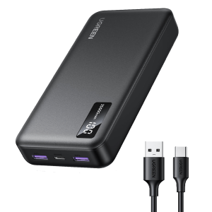 Power Bank, UGREEN 10000mAh,Portable Power Bank, Black(with a Retractable Cable