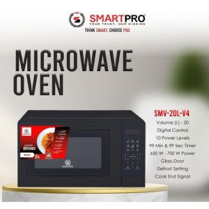 Smartpro 20L Digital Microwave - Black, 650-700W, 11 Power Levels, Timer, Defrost Function
