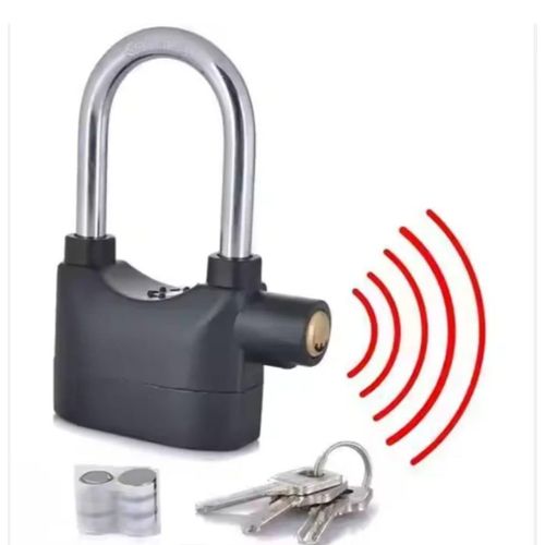 1 - 2026-06-05T092126.751 The Stainless Steel black Padlock with Alarm 3 Keys Alarmed Security Alarm Padlocks