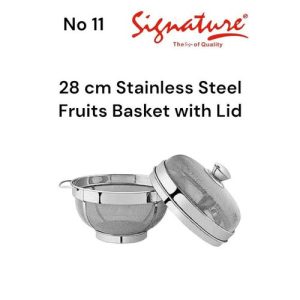Key Features High-grade stainless steel with a shiny, rust-resistant finish Open net design enhances air circulation to keep produce fresh Sleek and modern look suits kitchens, dining areas, and living rooms Dual-purpose use for washing and storing fruits and vegetables Odor- and stain-resistant, dishwasher-safe for easy cleaning Easy maintenance with simple wet/dry cloth wipe; avoid harsh chemicals