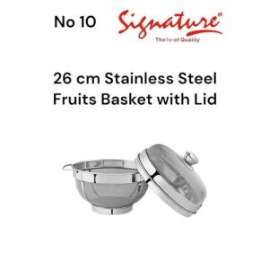 Stainless Steel, 30cm, Multipurpose Fruit Basket with Lid