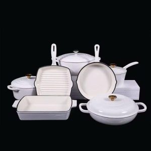 11-piece Cast Iron Coockware Set, Heavy DutyNon-stck & Pans set for cooking, Frying, Baking & Stewing