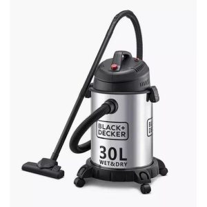 Black and Decker Vacuum Cleaner 30L Stainless Steel Vacuum, 1600W High Power Wet & Dry Vacuum Cleaner