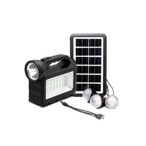 Solar Lighting System Kit 80w, GD-TIMES, Gd-101 with 3 Light Bulbs, Flashlight, USB Mobile Charging, Solar Panel