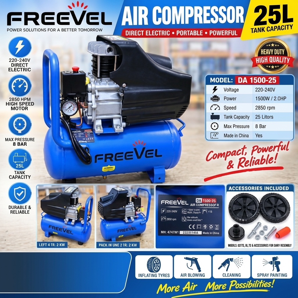 FREEVEL ELECTRIC AIR COMPRESSOR COMPACT POWERFUL & RELIABLE